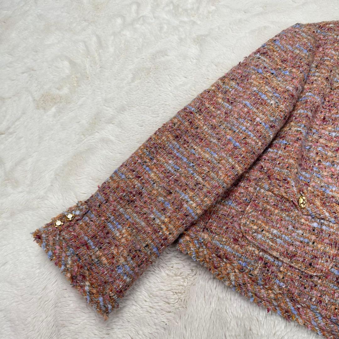 新品✨組曲 大きいサイズ7 ツイード ノーカラージャケット 19号 4L モヘヤ