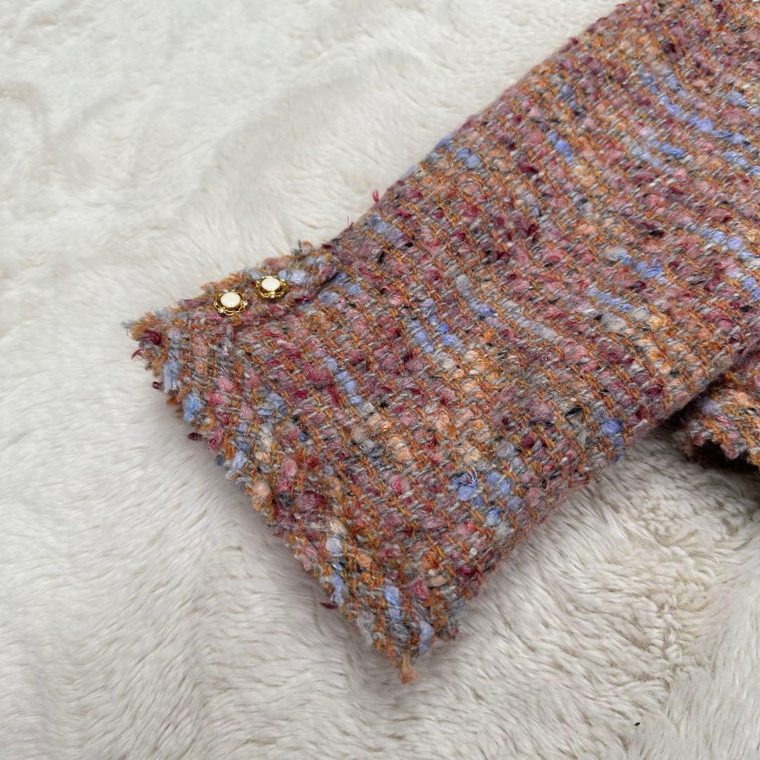 新品✨組曲 大きいサイズ7 ツイード ノーカラージャケット 19号 4L モヘヤ