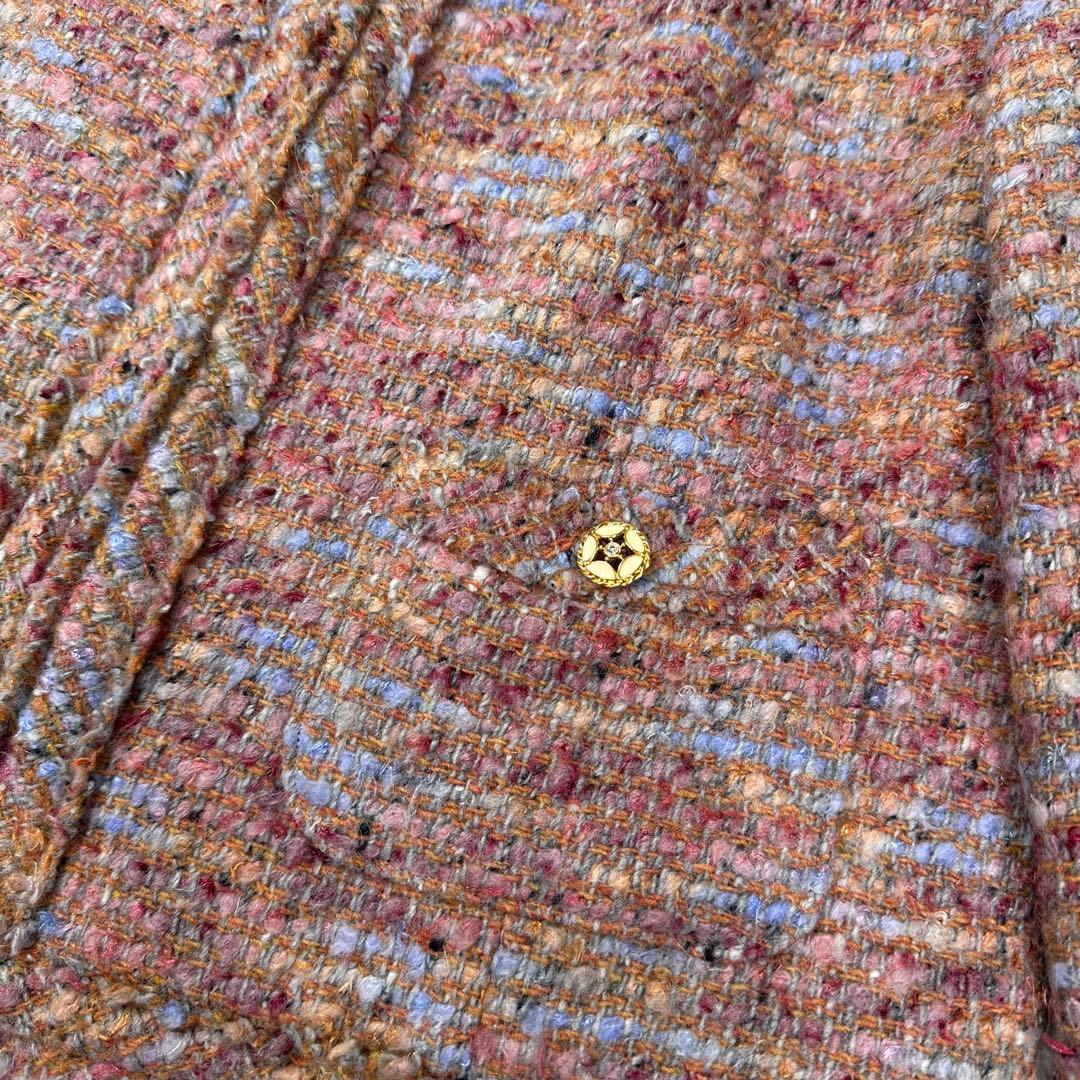 新品✨組曲 大きいサイズ7 ツイード ノーカラージャケット 19号 4L モヘヤ