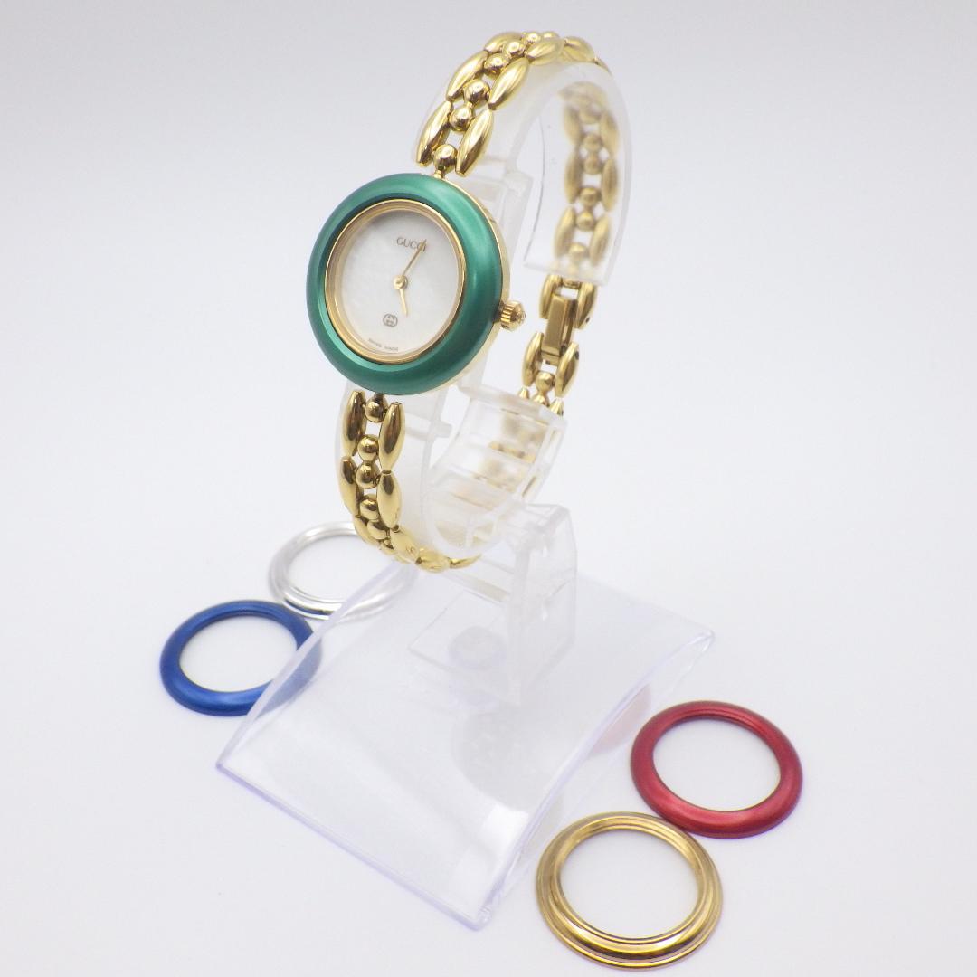 稼働 グッチ チェンジベゼル ５色 11/12 クオーツ腕時計 ゴールド