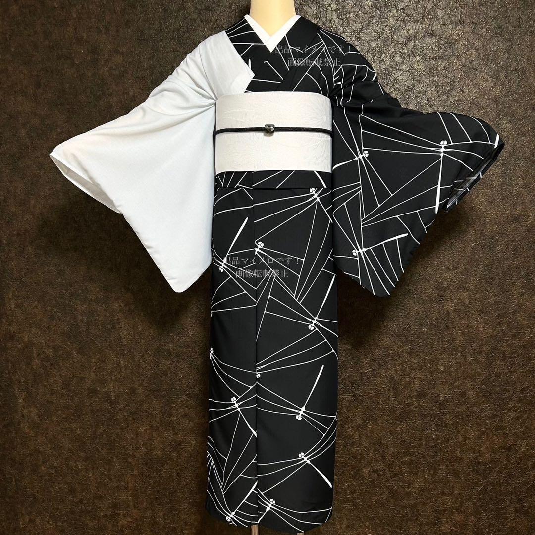 着物スリップ　長襦袢式　夏用半衿付き Ｌ　高島ちぢみ　日本製　新品　0616⑩