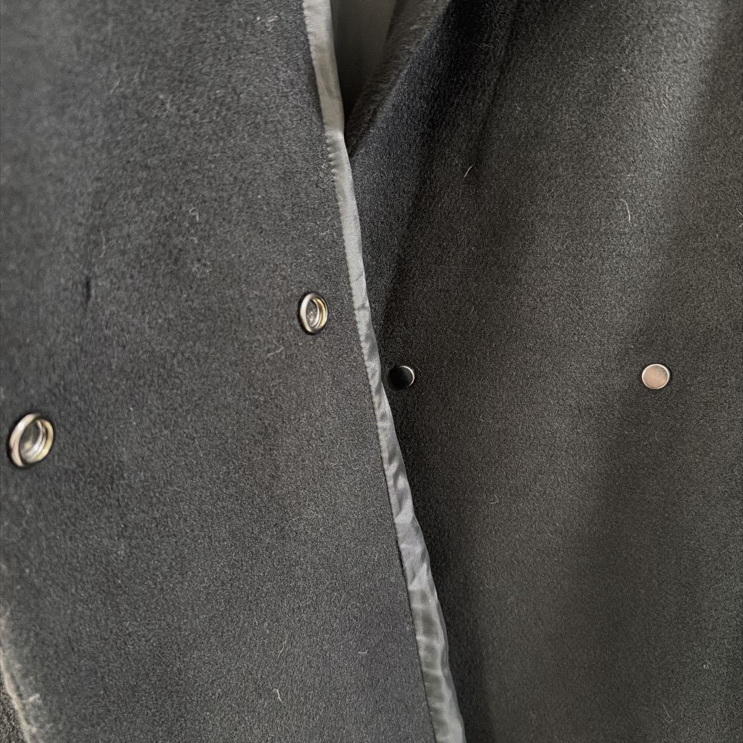 リエンダ ロングコート ウール混 バックボタン ファー 高級感 ブラック 冬 M