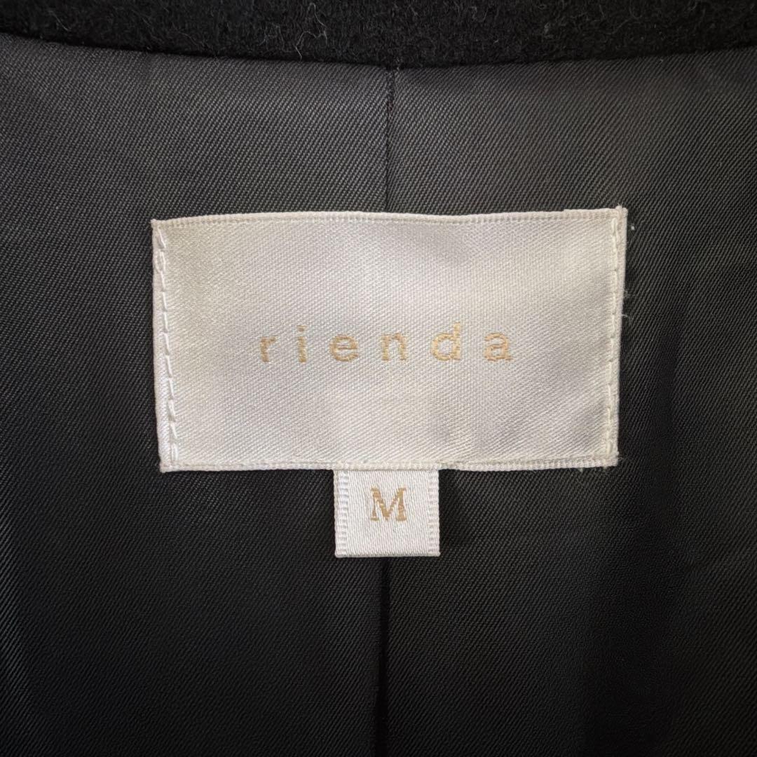 リエンダ ロングコート ウール混 バックボタン ファー 高級感 ブラック 冬 M