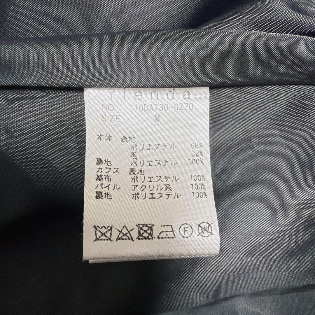 リエンダ ロングコート ウール混 バックボタン ファー 高級感 ブラック 冬 M