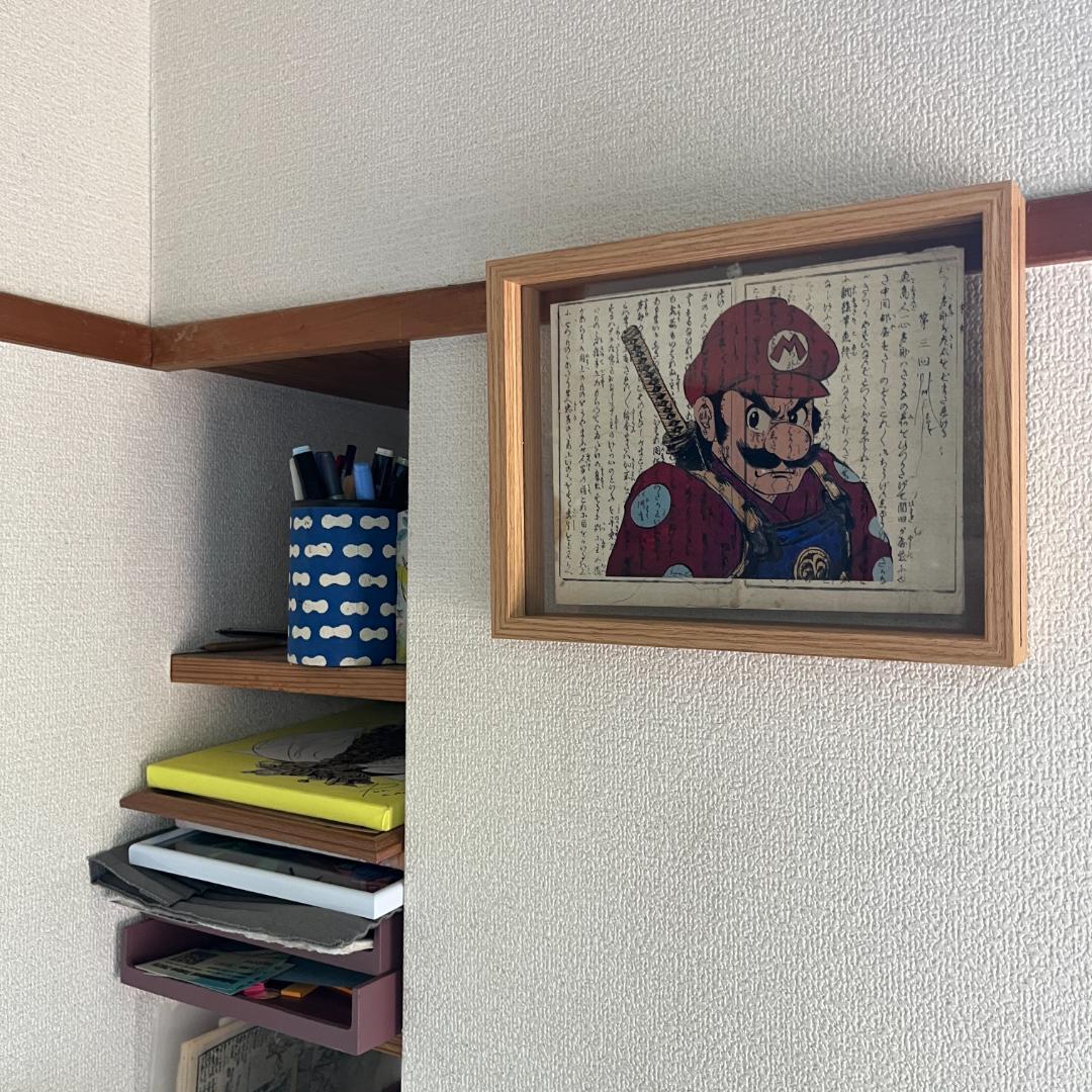 古い浮世絵に描かれたマリオ サムライ アート