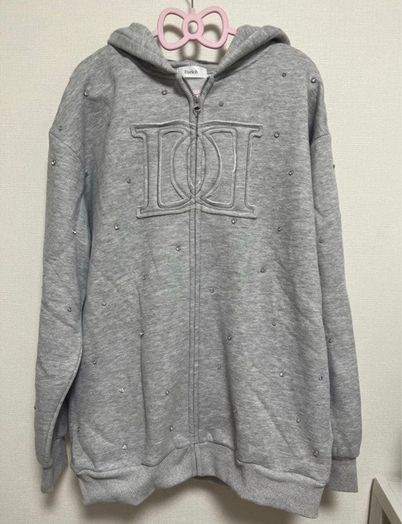 新品　ダーリッチDarich DDロゴビジュージップ パーカー グレーF