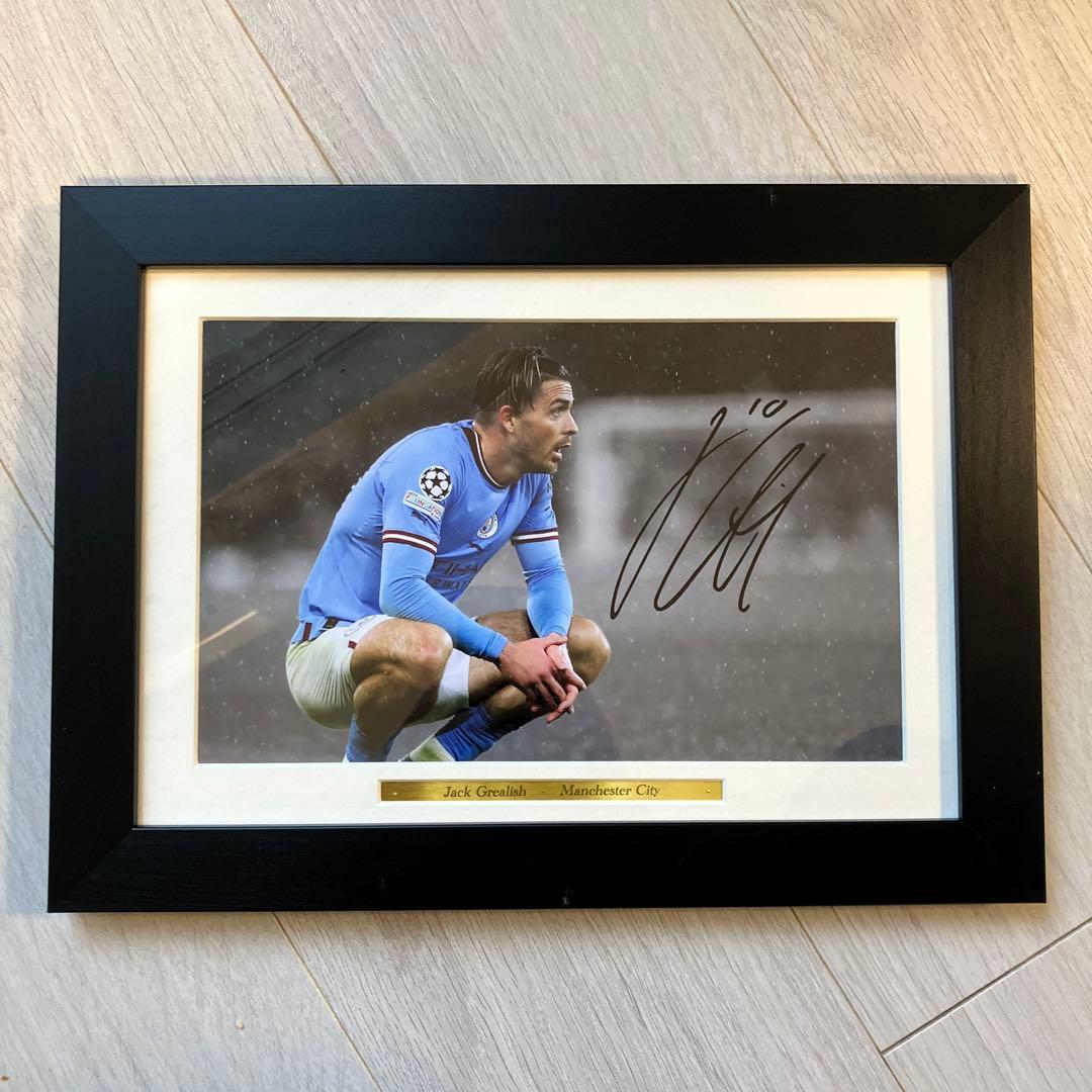 新品未使用 マンチェスター・シティ グリーリッシュ サイン入りフレーム写真