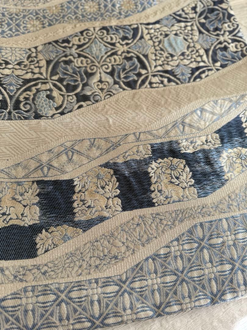 天然灰汁醗酵建藍染　藍染め　袋帯　道長取り　帯締めセット