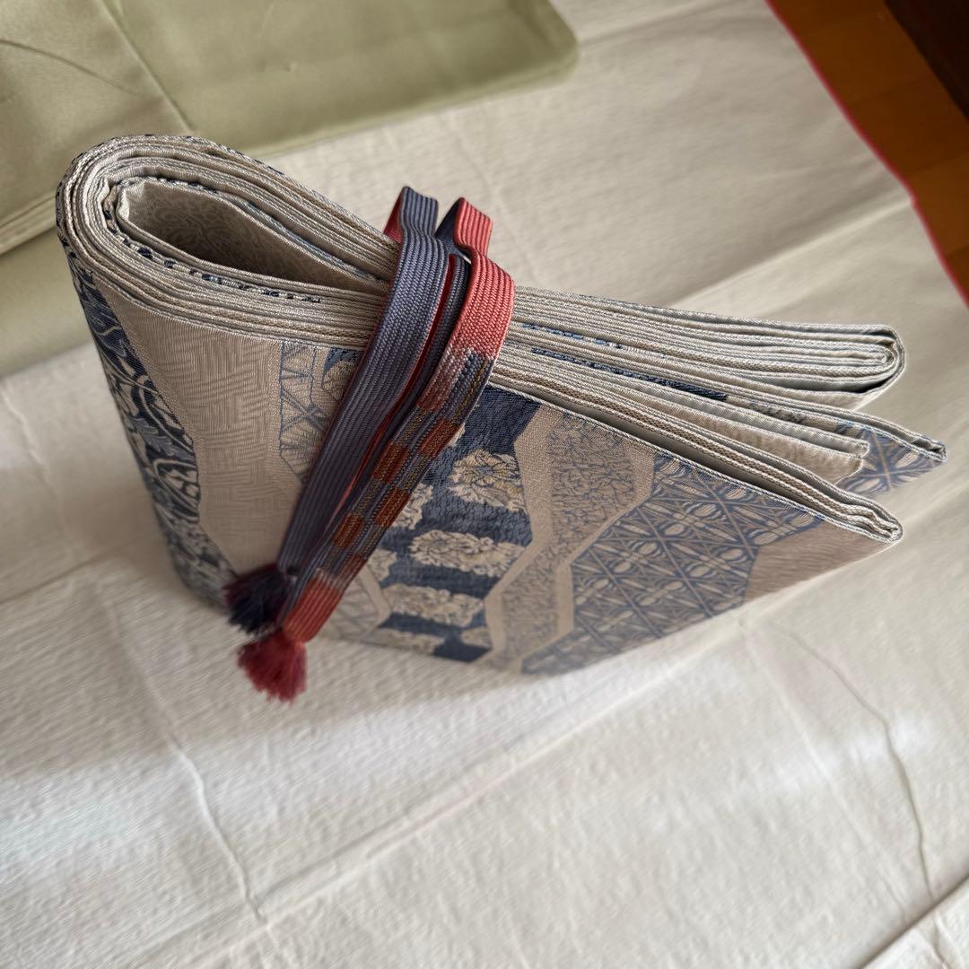 天然灰汁醗酵建藍染　藍染め　袋帯　道長取り　帯締めセット