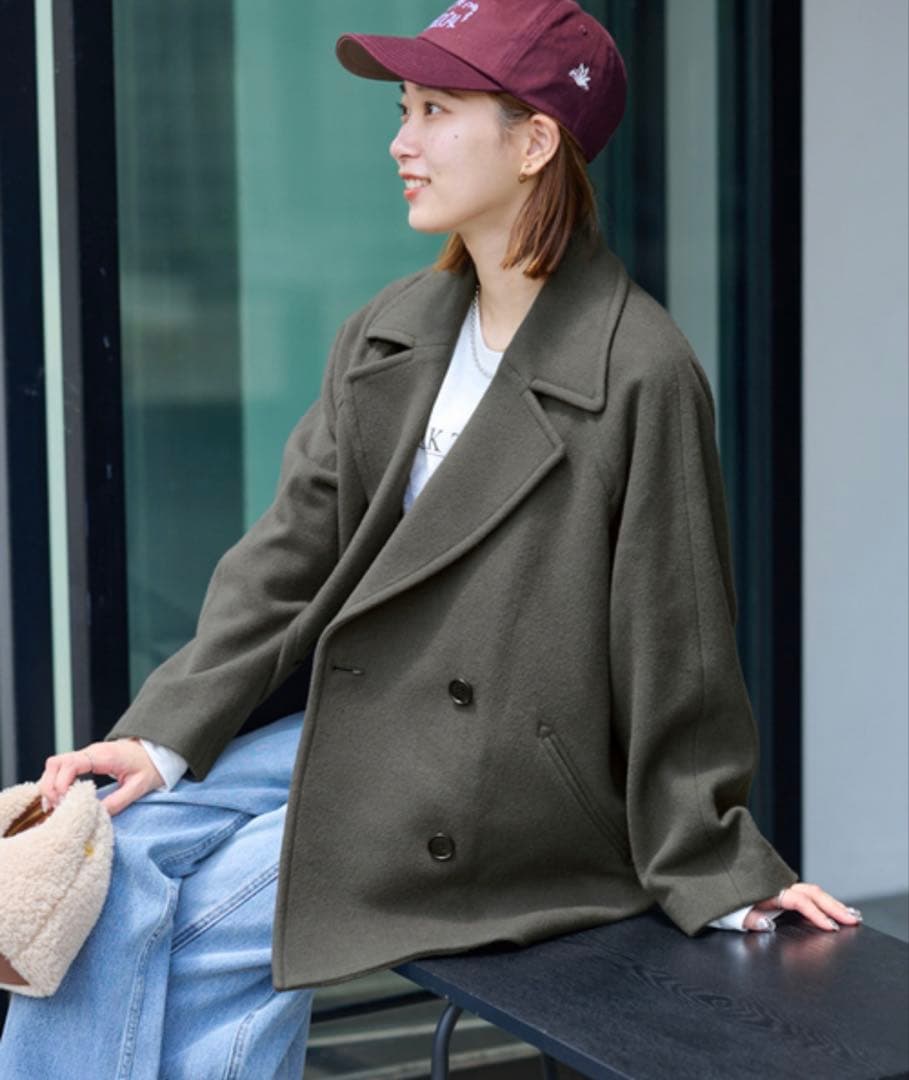 25AW 1回着用の美品 尾州ウールショートPコート レディース size 38