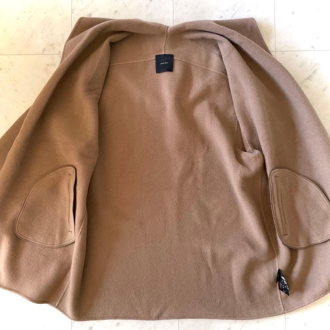 美品＊スピック＆スパン ダブルモッサリバーフーディーガウンコート カシミヤ混