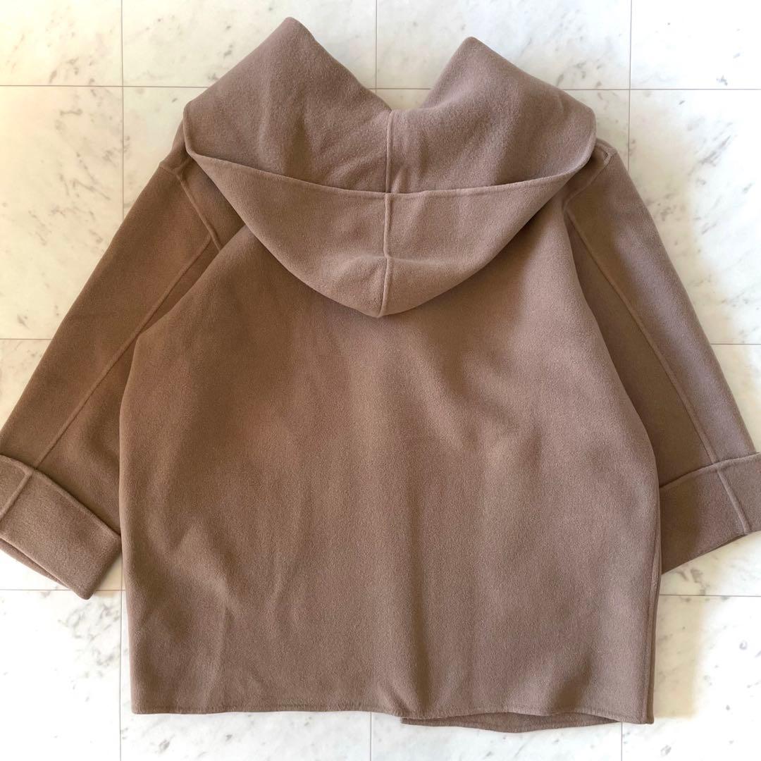 美品＊スピック＆スパン ダブルモッサリバーフーディーガウンコート カシミヤ混