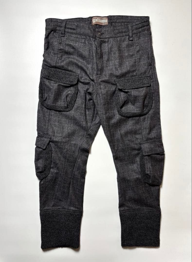 パンツ 11AW galliano 3Dpockets wool cargo pants