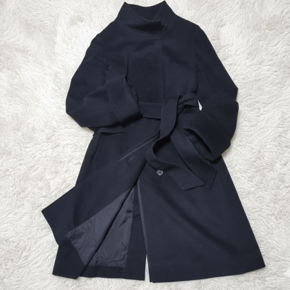 23区✨COLOMBO ウール カシミヤ ビーバー スタンドカラー コート 黒