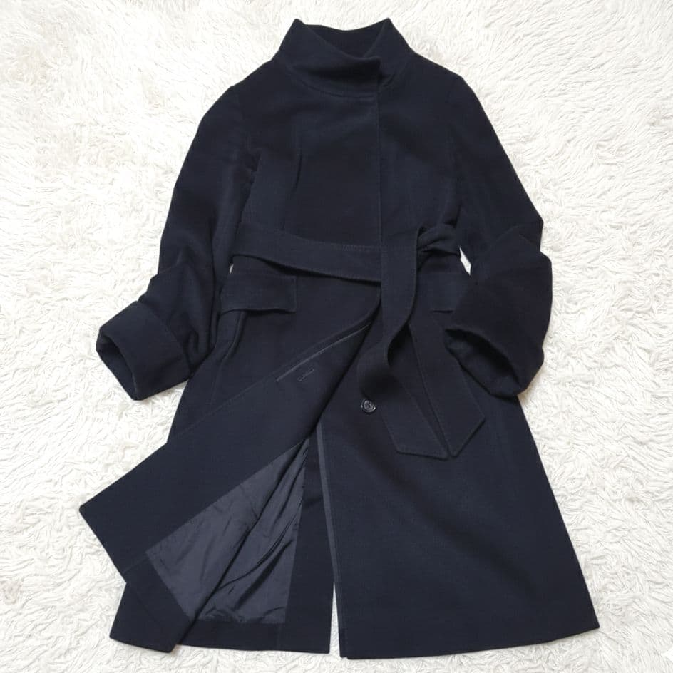 23区✨COLOMBO ウール カシミヤ ビーバー スタンドカラー コート 黒