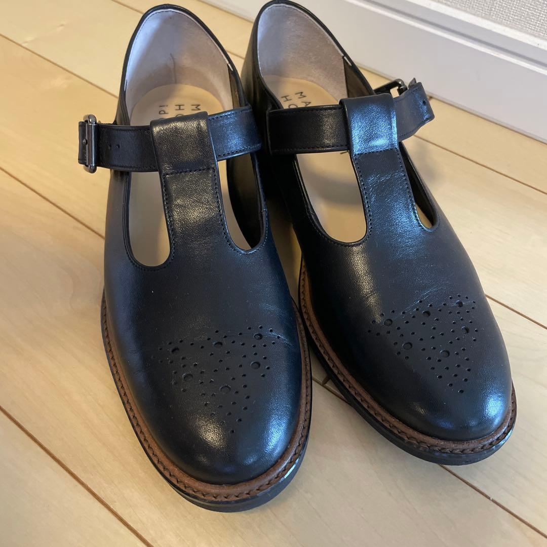 MARGARET HOWELL ブラック Tストラップシューズ