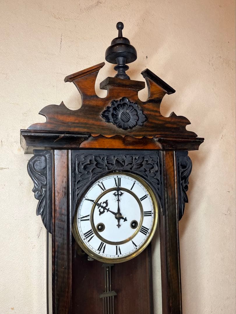 ユンハンス　黒柿　柱時計　古時計　振り子　ゼンマイ　ボンボン　レトロ　精工舎