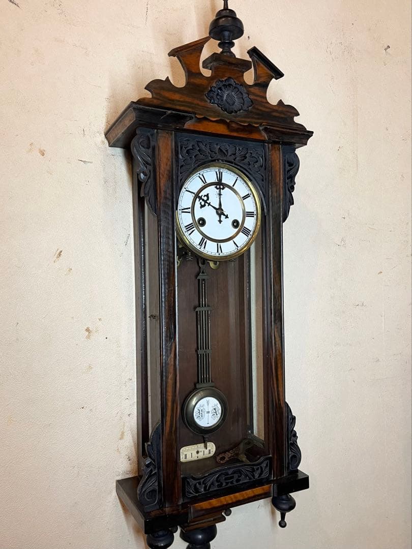 ユンハンス　黒柿　柱時計　古時計　振り子　ゼンマイ　ボンボン　レトロ　精工舎