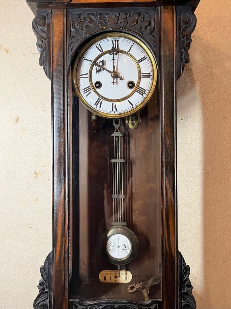 ユンハンス　黒柿　柱時計　古時計　振り子　ゼンマイ　ボンボン　レトロ　精工舎