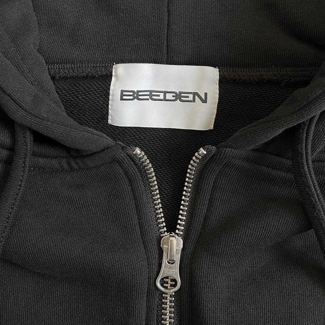 専用 BEEDEN バックロゴ クロップド ジップアップパーカー y2k 短丈