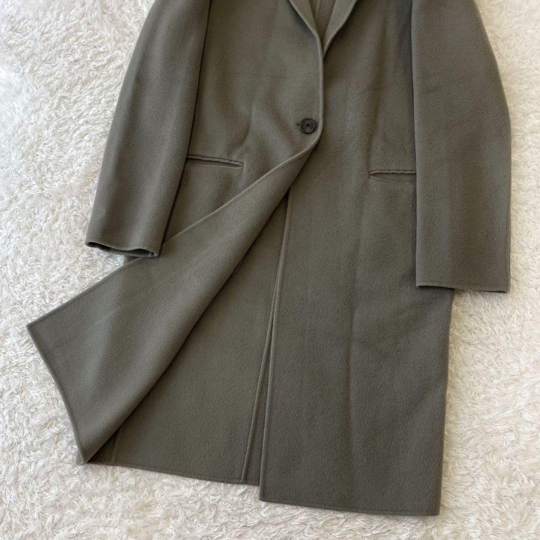 セオリー チェスターコート ダブルフェイス ロング カシミヤ グレー M