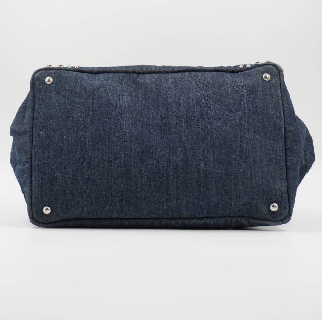 希少✨ギャラ付 プラダ　カナパ　ビジュー　スタッズ　Y2K　トートバック　デニム