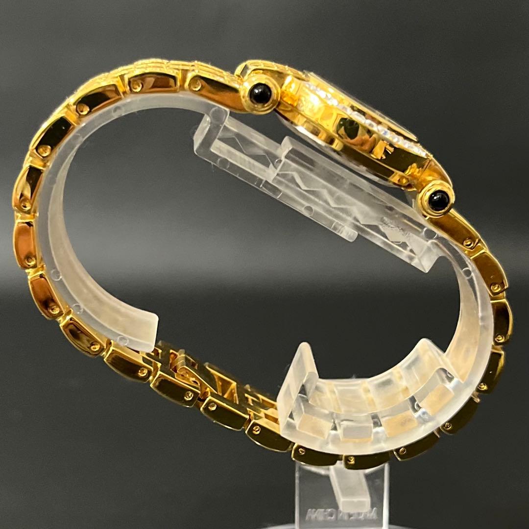 【極美品】ルイラーセル　天然ルビー＆クリスタル 24K金メッキ 腕時計