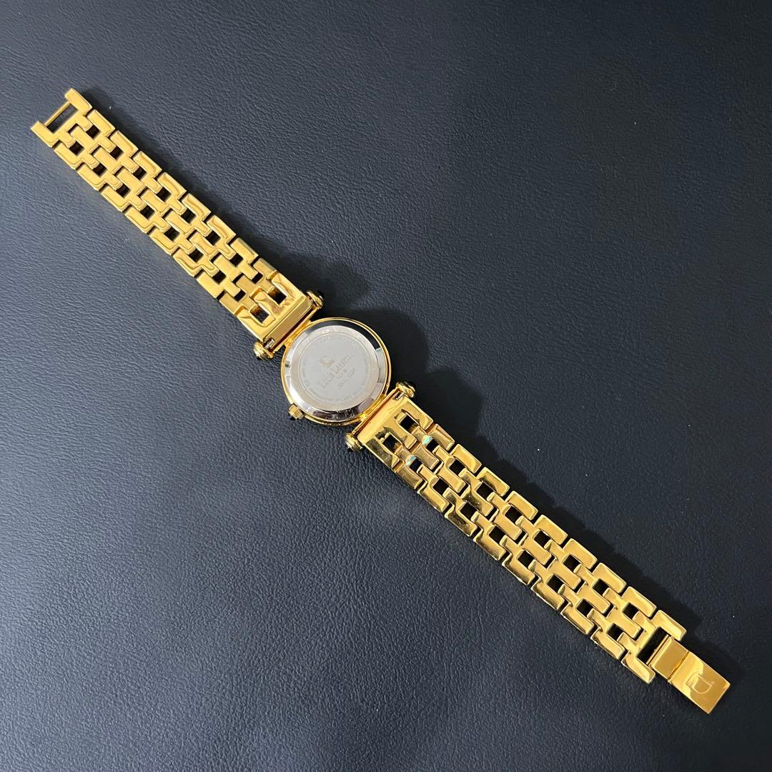 【極美品】ルイラーセル　天然ルビー＆クリスタル 24K金メッキ 腕時計