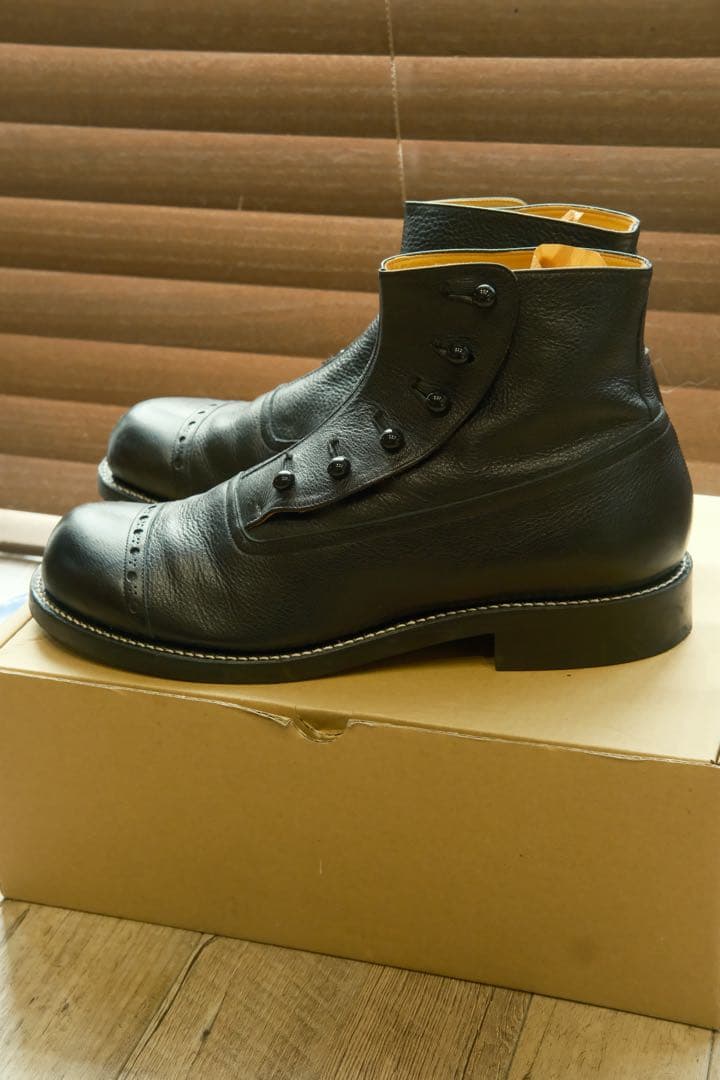 靴 PICKER CLOTHING BUTTON BOOTS 8 1/2 BLK
