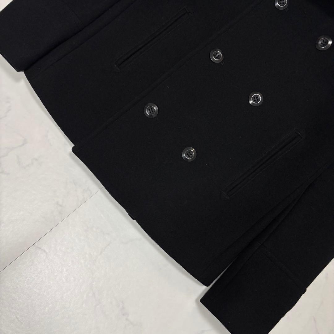 極美品 アタッチメント ウール ヘビーメルトンピーコート ブラック L相当