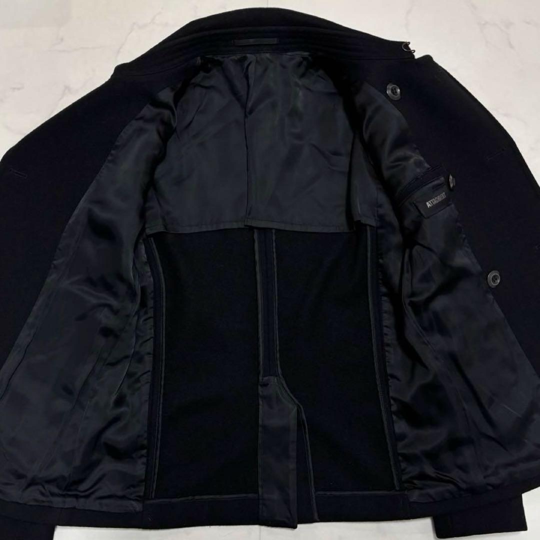 極美品 アタッチメント ウール ヘビーメルトンピーコート ブラック L相当