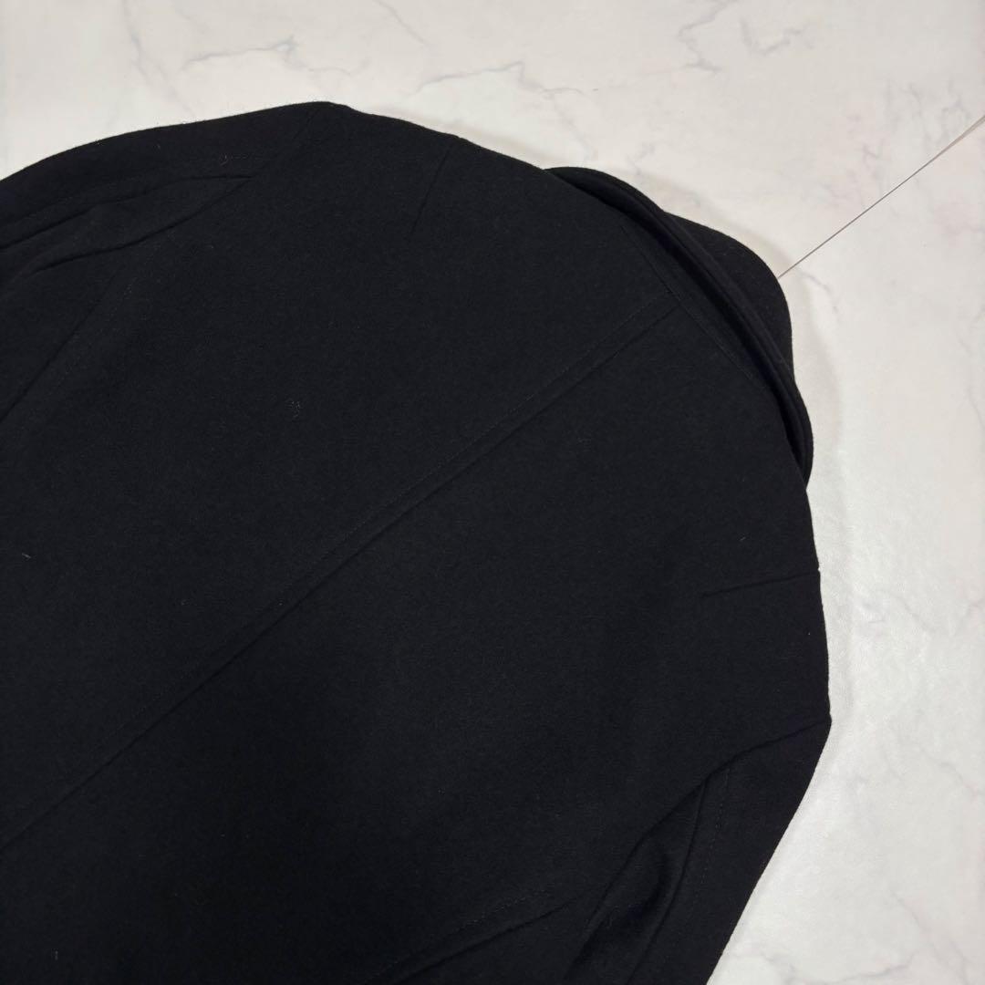 極美品 アタッチメント ウール ヘビーメルトンピーコート ブラック L相当