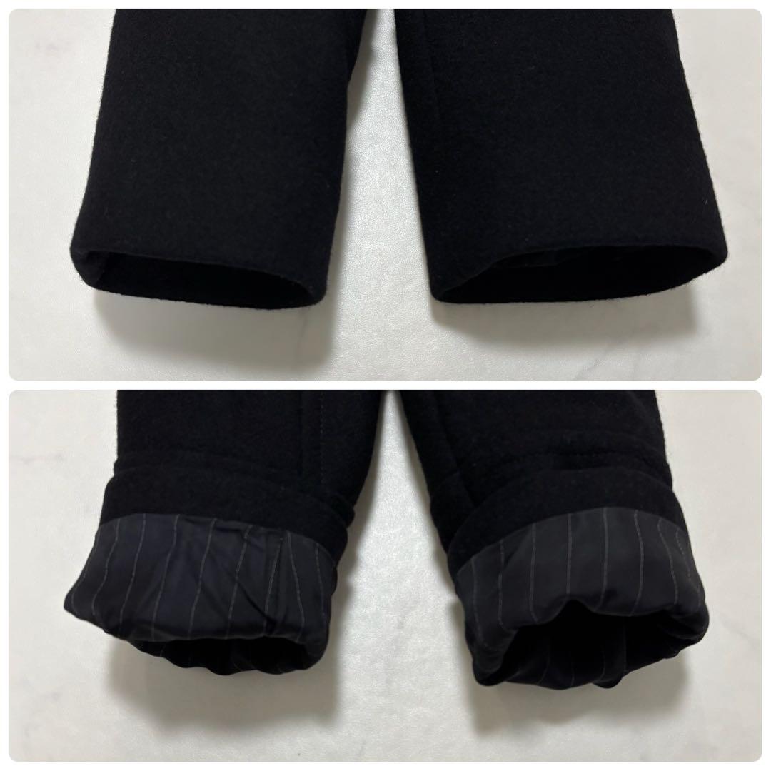 極美品 アタッチメント ウール ヘビーメルトンピーコート ブラック L相当