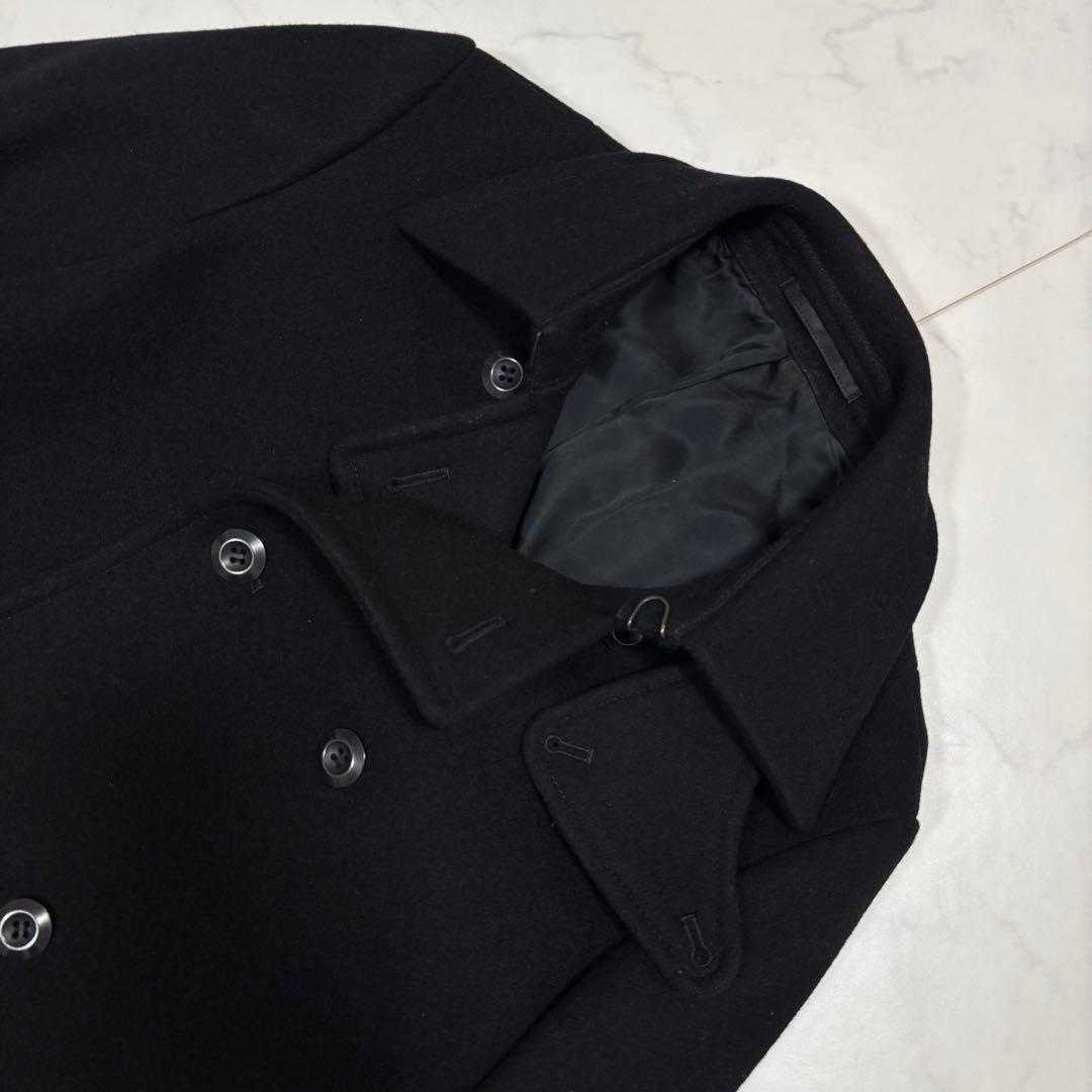 極美品 アタッチメント ウール ヘビーメルトンピーコート ブラック L相当