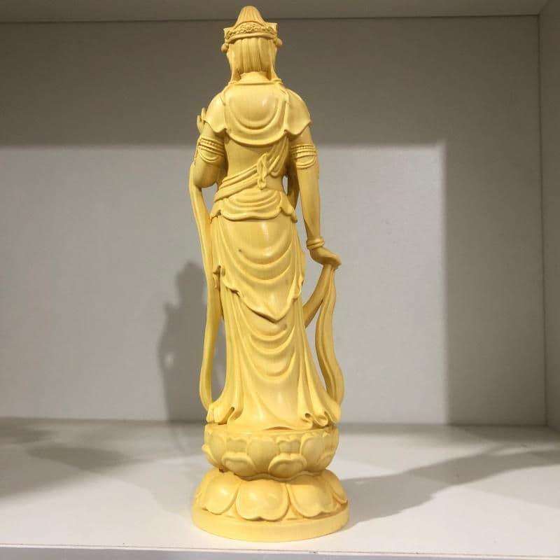 仏像 仏教美術 自在大勢至観音菩薩像 木の雕刻品 木彫り仏像 職人手作り