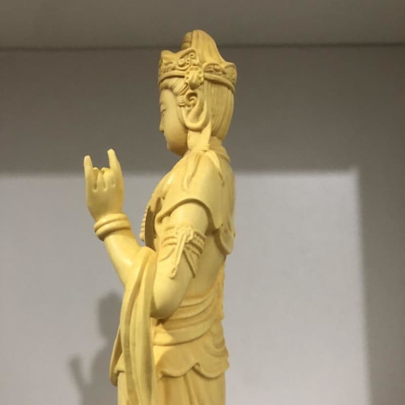 仏像 仏教美術 自在大勢至観音菩薩像 木の雕刻品 木彫り仏像 職人手作り