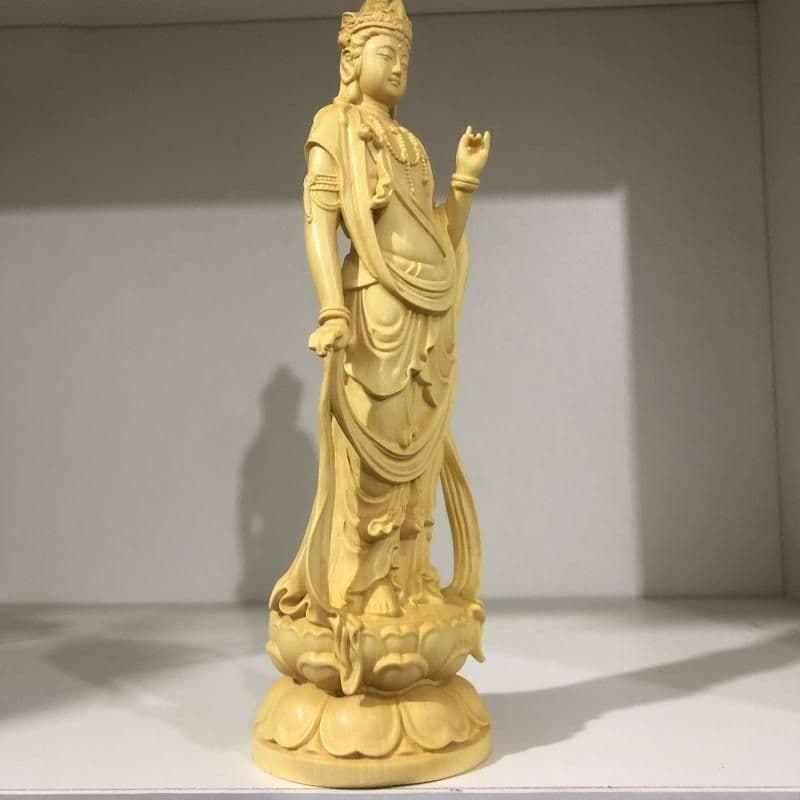 仏像 仏教美術 自在大勢至観音菩薩像 木の雕刻品 木彫り仏像 職人手作り