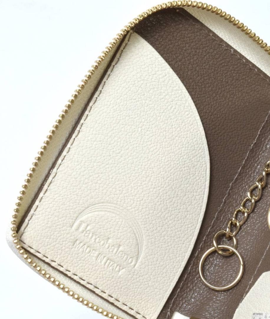 新品 ラルコバレーノ スマートWキーケース やぎ革 ホワイト トープ イタリア製