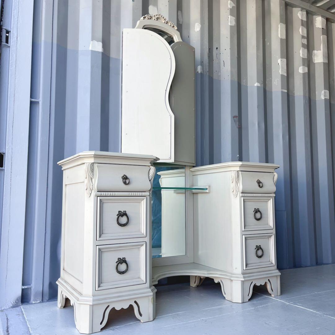 取付無料！リンホーリン レキシントン 姫系アイボリー アンティークドレッサー✨