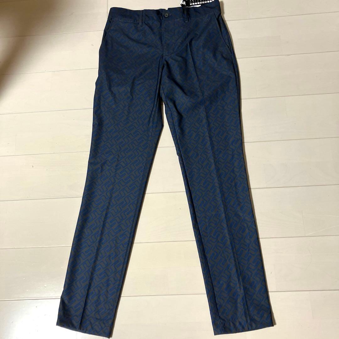 J.LINDEBERGリンドバーグ　ゴルフ　メンズ　総柄　パンツ　グレー×ブルー