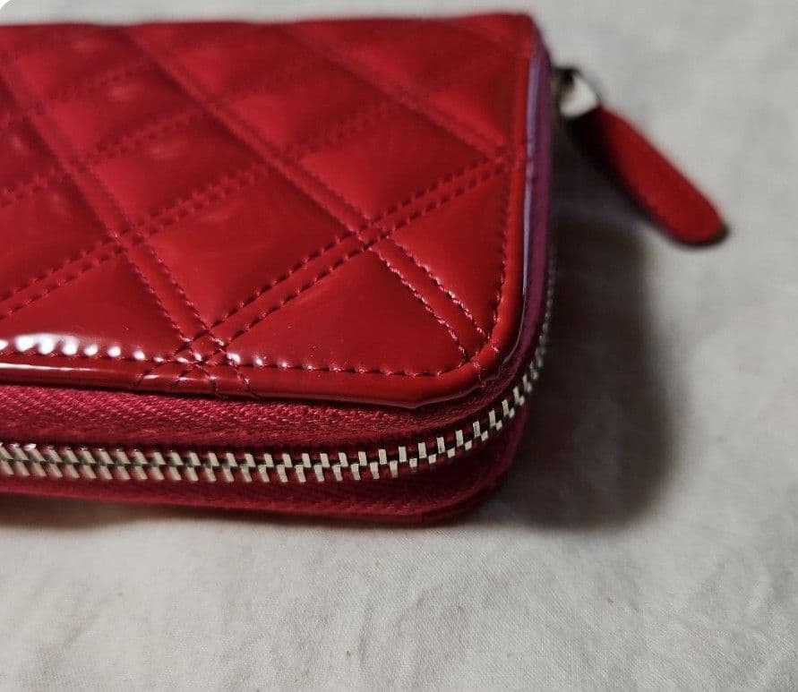 極美品 CHANEL シャネル マトラッセパテント ラウンド長財布 ピンク