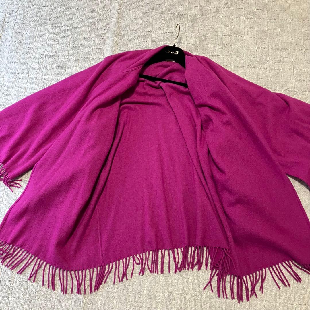 フェラガモ［カシミヤ100%］ケープコート　ガウン　ポンチョ　ストール　フリンジ