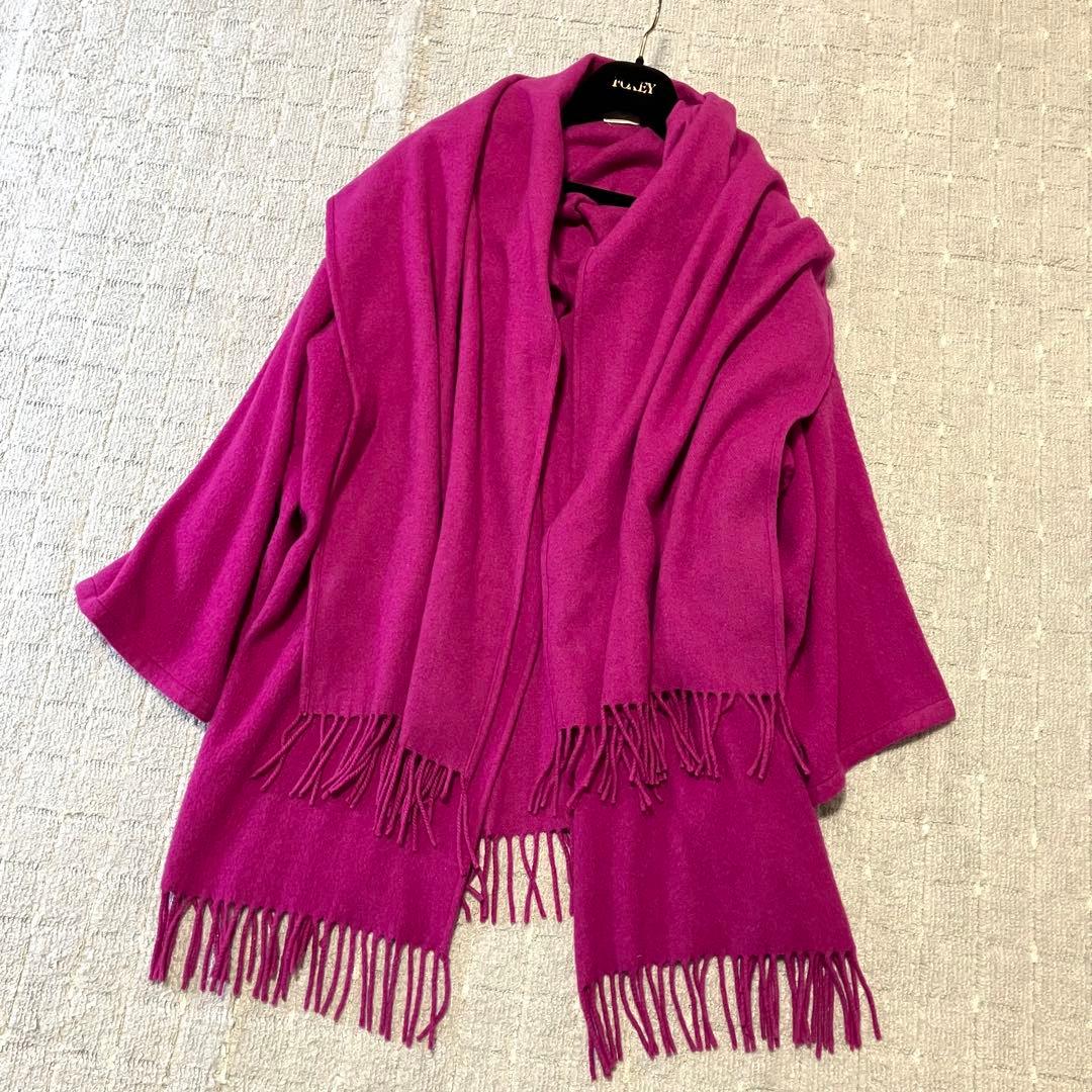 フェラガモ［カシミヤ100%］ケープコート　ガウン　ポンチョ　ストール　フリンジ