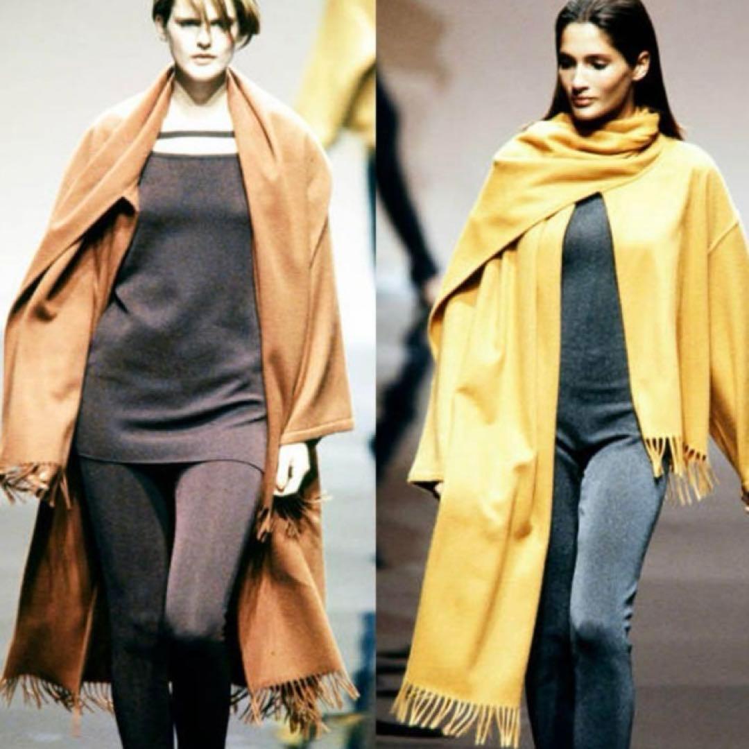 フェラガモ［カシミヤ100%］ケープコート　ガウン　ポンチョ　ストール　フリンジ