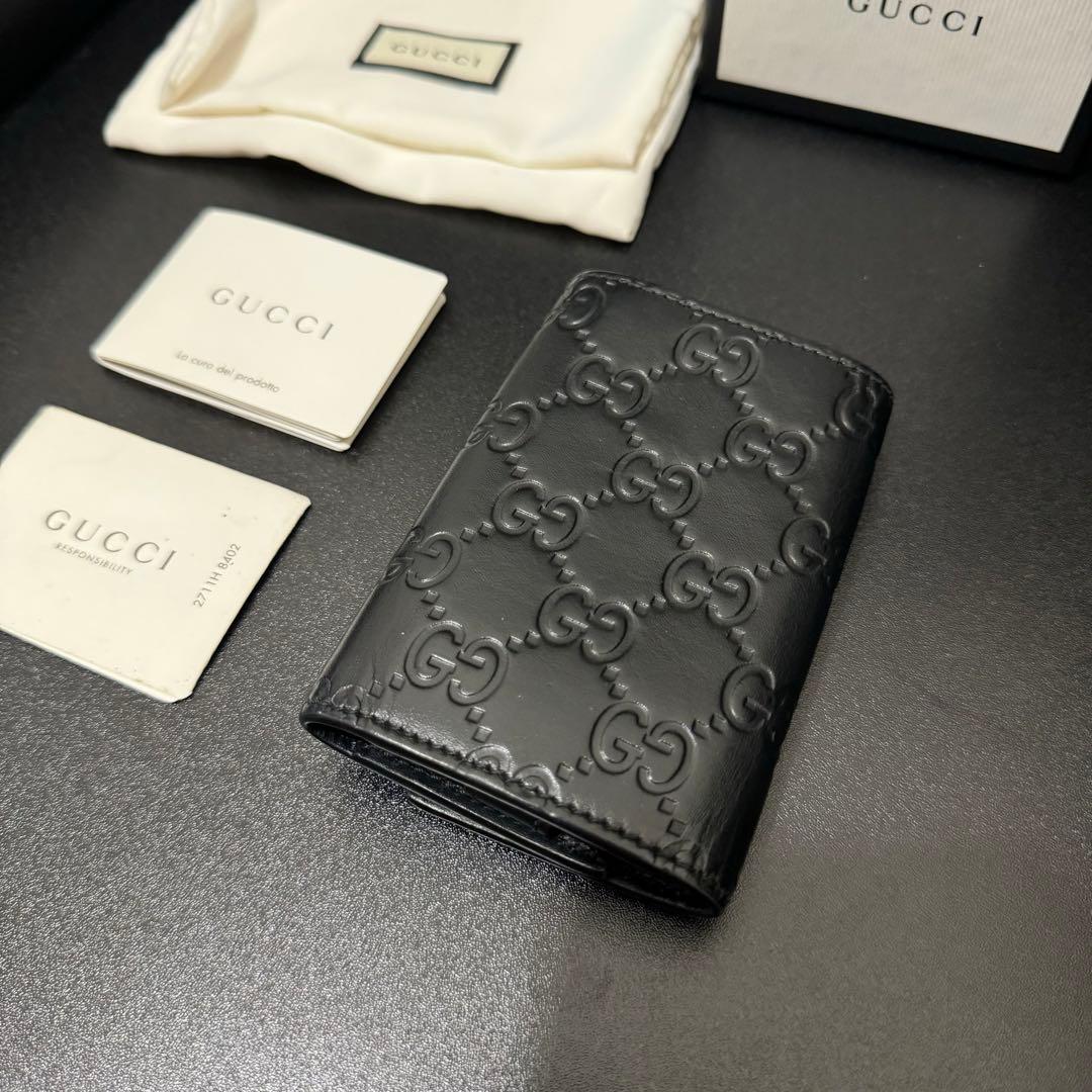 『箱,付属品完備』 GUCCI キーケース レザー GGライン 6連リング