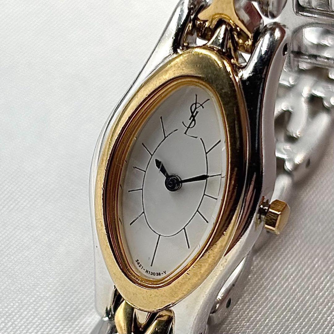 稼働品 イヴサンローラン 腕時計 レディース オーバル バングルウォッチ y2k