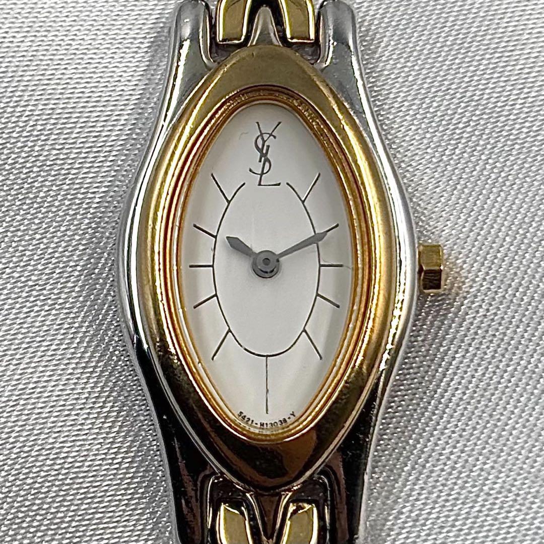 稼働品 イヴサンローラン 腕時計 レディース オーバル バングルウォッチ y2k