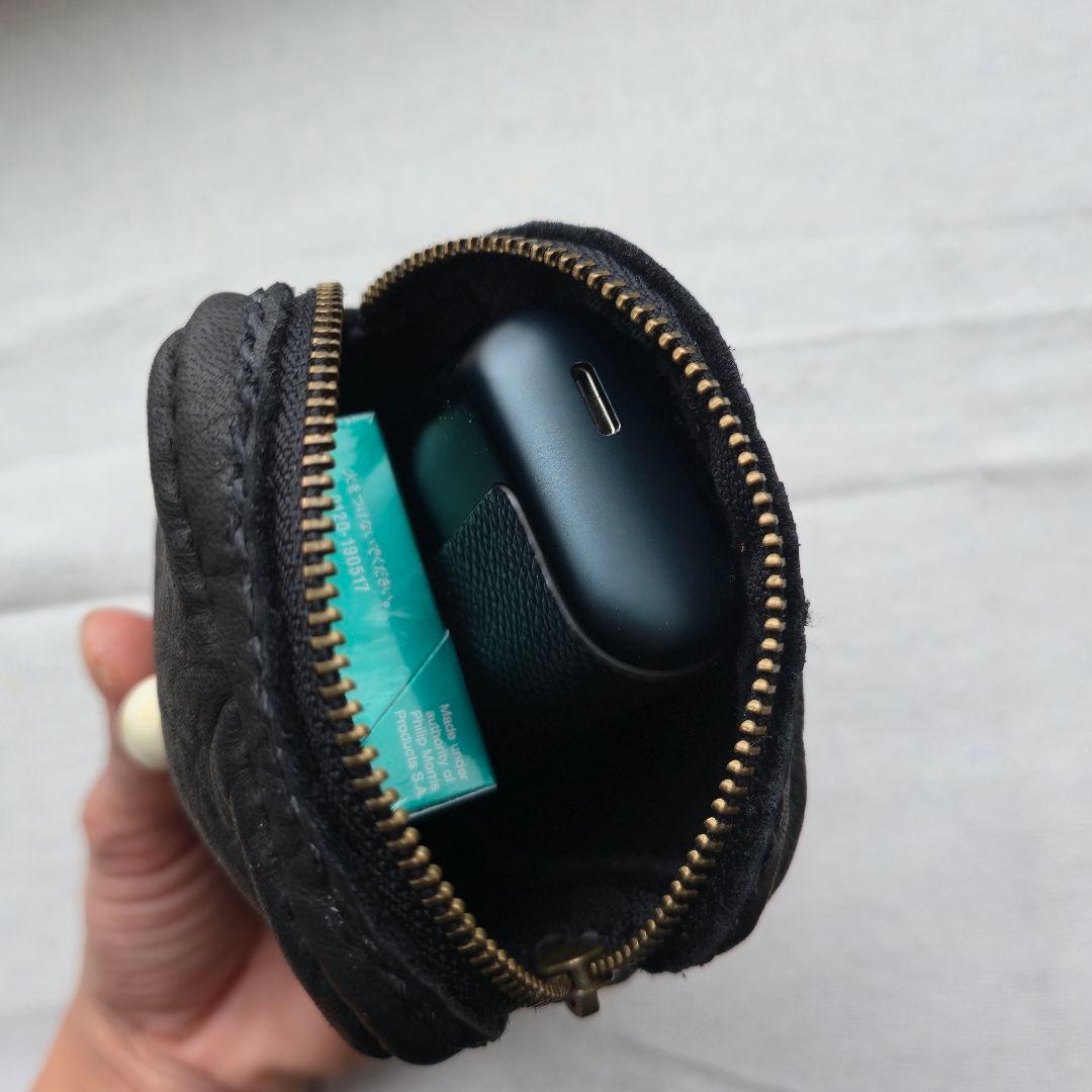 鹿革のシガレットケース 鹿角スカルボタン