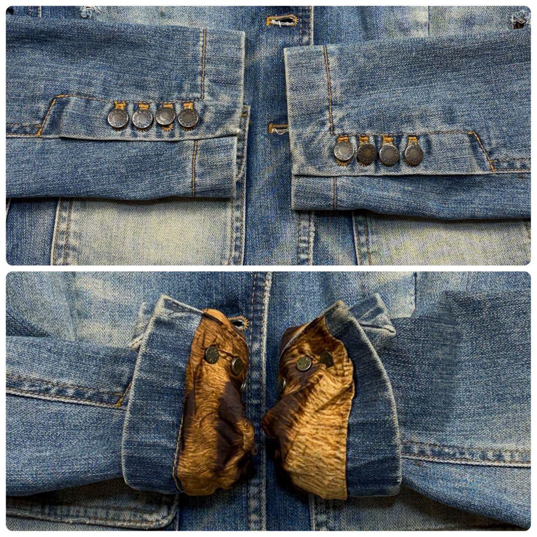 ドルチェ&ガッパーナ　ヴィンテージ加工 アニマル柄　42 デニムジャケット　青