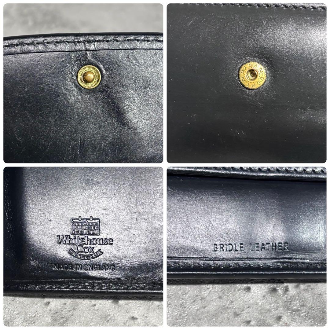 【暇太郎！】ホワイトハウスコックス 3つ折り財布 ブラック 黒 レザー